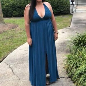 Teal Floor Length Dress